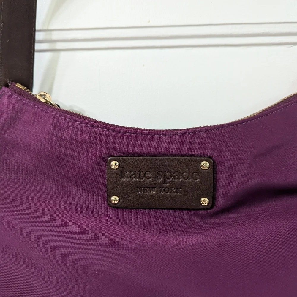 Kate Spade Purple Nylon Hobo Bag‎ Leather Accents 11